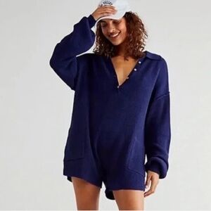 Free People Deep Blue Romper